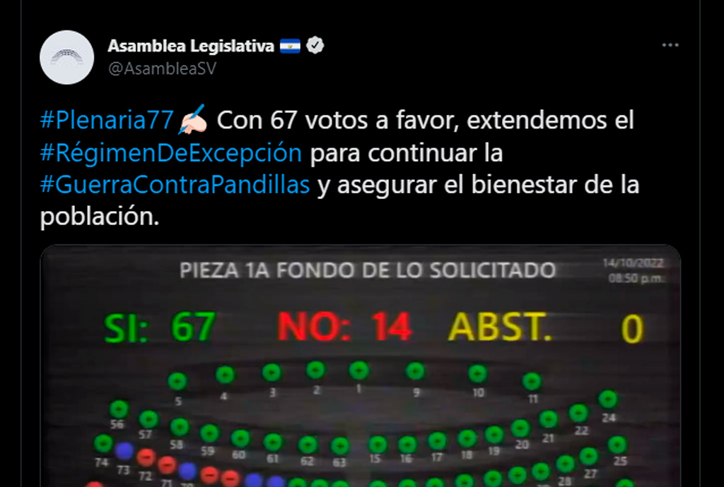 Diputados extienden Régimen de Excepción