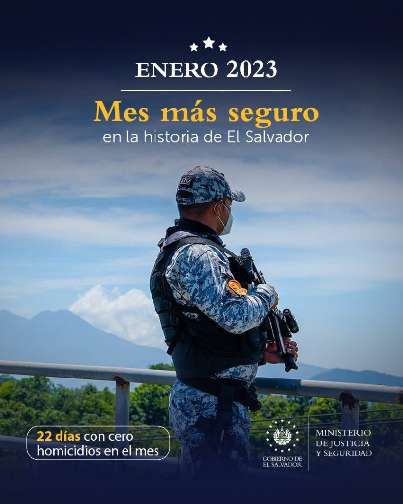 Enero 2023 el mes más seguro en la historia de El Salvador