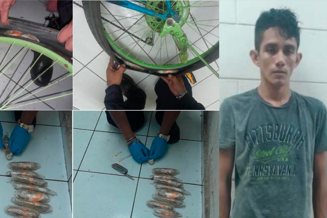 Policía captura a sujeto que escondía droga en las llantas de su bicicleta