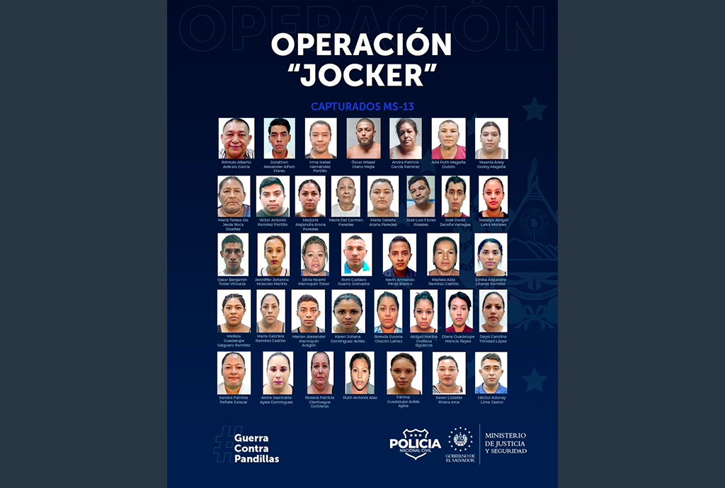 81 pandilleros y colaboradores detenidos en dos procedimientos a nivel nacional