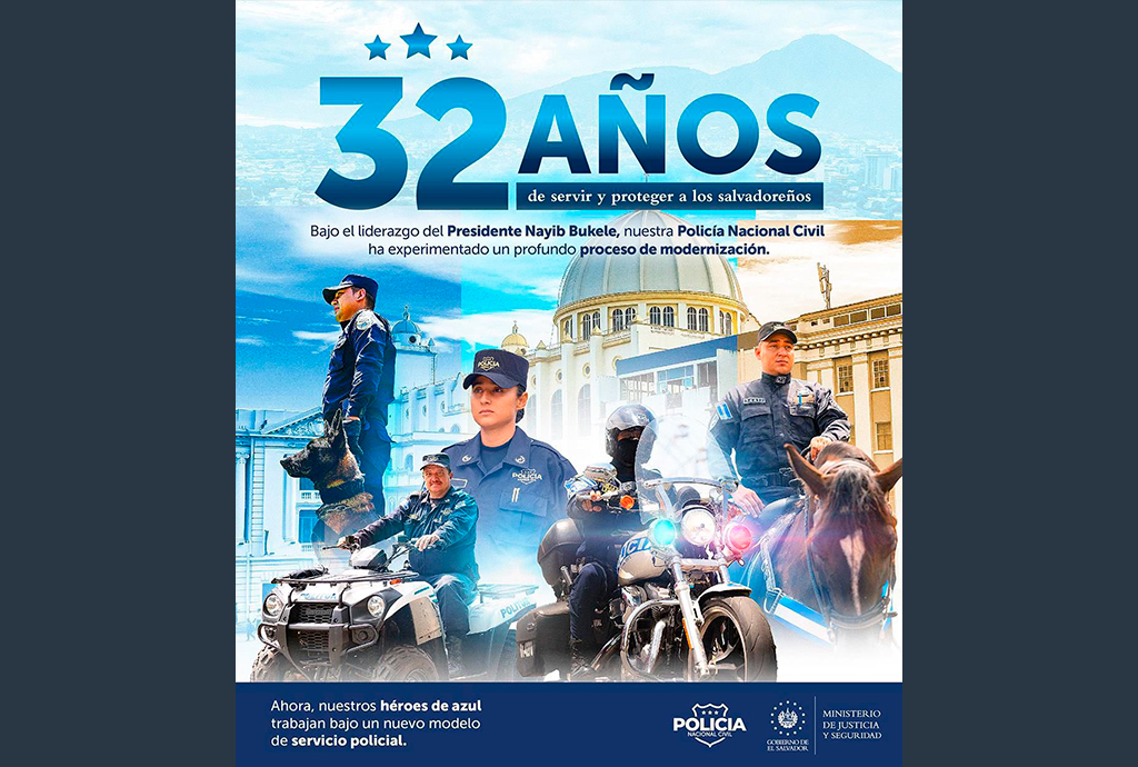 Policía cebra 32 años bajo un nuevo modelo de servicio y el firme compromiso con los salvadoreños