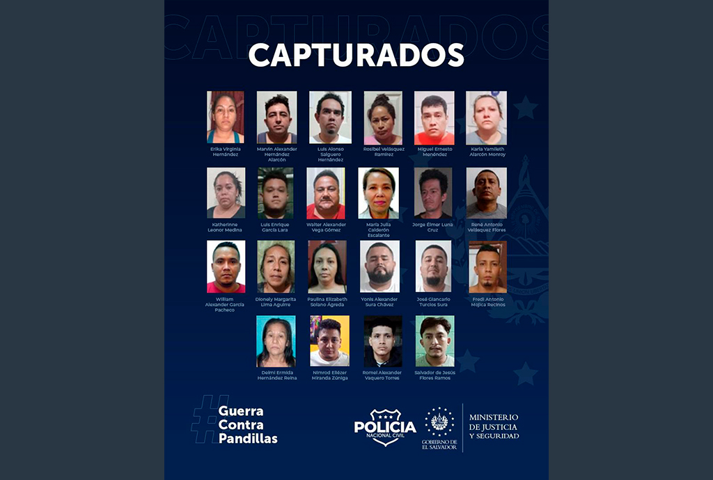 Operativo contra estructuras terroristas deja la detención de 22 pandilleros y 58 que ya guardan prisión responderán por más crímenes