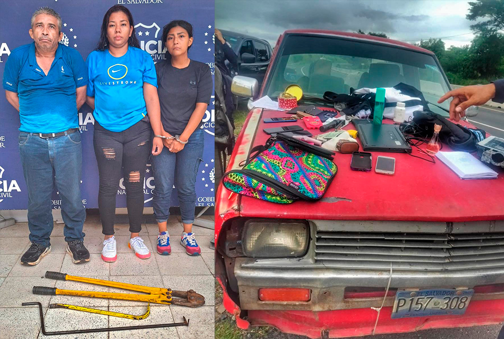 Seguimiento policial que inició en Santa Anta y culminó en Santiago Nonualco deja tres capturados por hurtar en viviendas