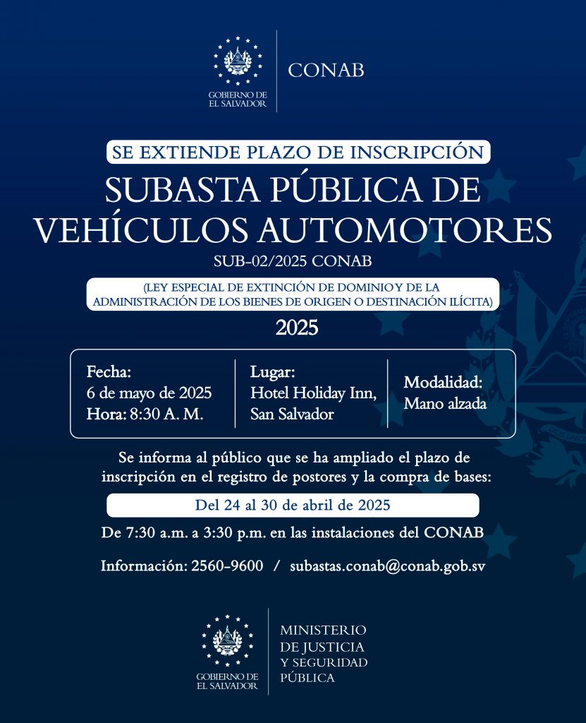 SUBASTA PÚBLICA DE VEHÍCULOS AUTOMOTORES