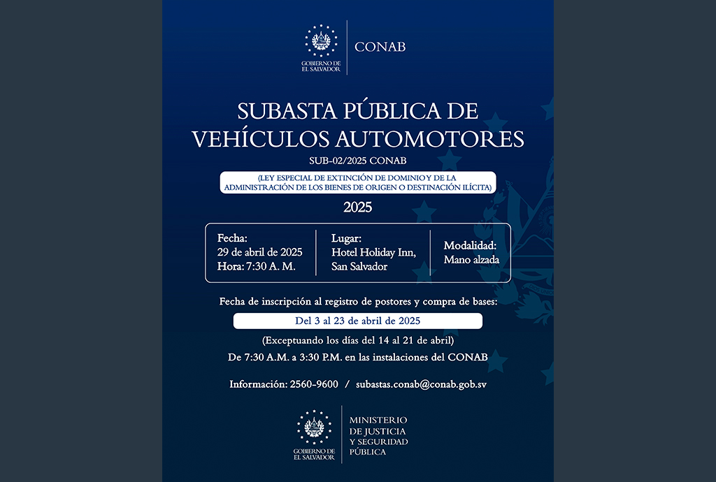 SUBASTA PÚBLICA DE VEHÍCULOS AUTOMOTORES