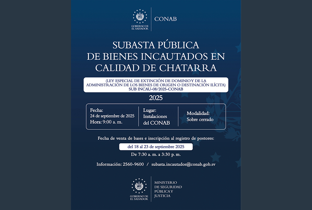 SUBASTA PÚBLICA DE BIENES INCAUTADOS EN CALIDAD DE CHATARRA